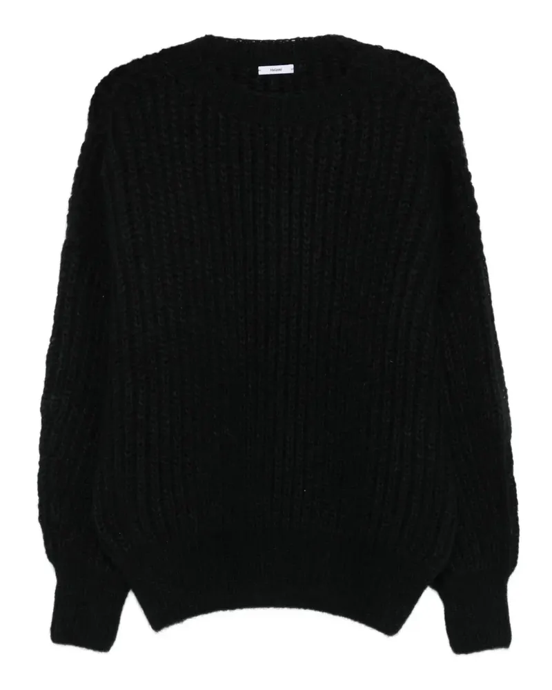 MAIAMI Gerippter Pullover mit Ballonärmeln - Schwarz Schwarz