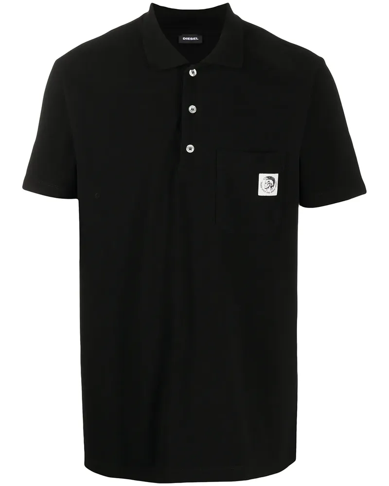 Diesel Poloshirt mit Mohawk-Patch - Schwarz Schwarz