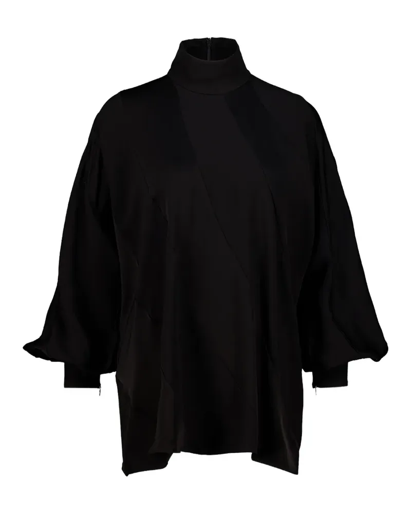 Zimmermann Stehkragen-Bluse mit Diagonalschnitt - Schwarz Schwarz