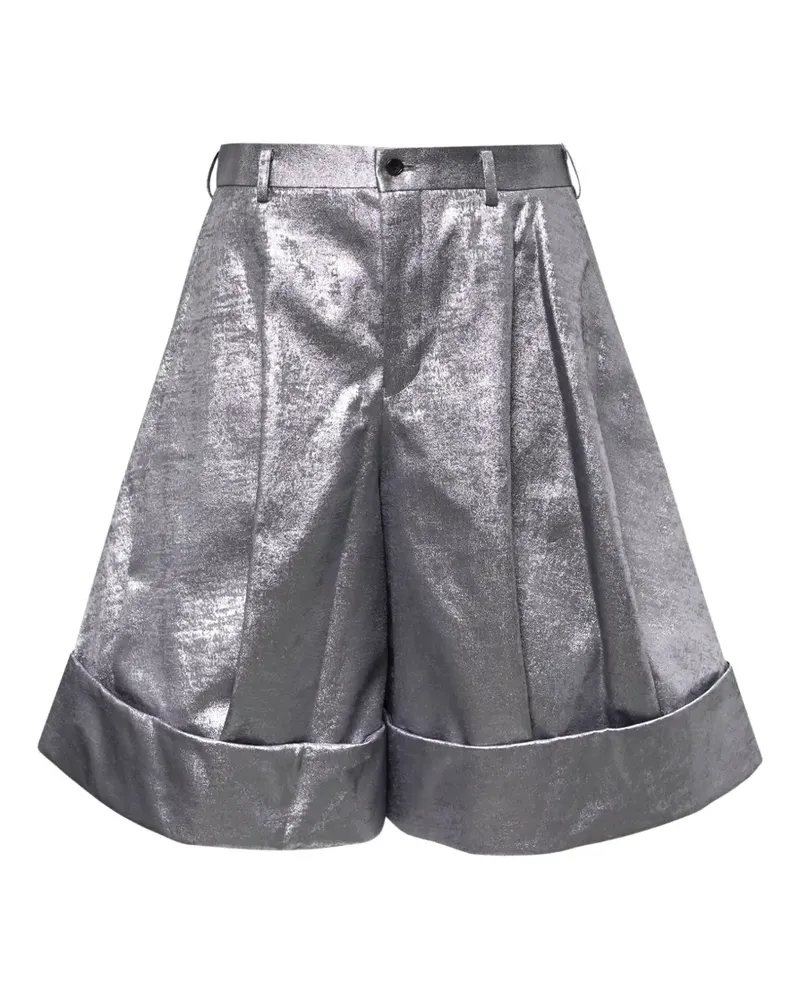 Comme des Garçons metallic-effect pleated shorts - Silber Silber