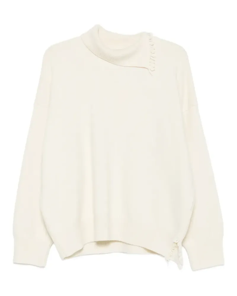 Róhe Rollkragenpullover mit ungesäumten Kanten - Nude Nude