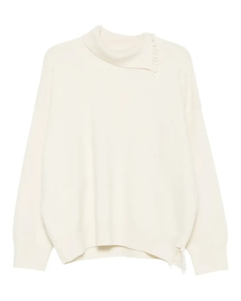 Róhe Rollkragenpullover mit ungesäumten Kanten - Nude Nude