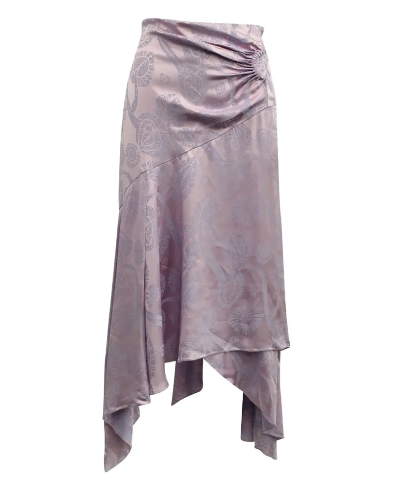 Peter Pilotto jacquard-floral asymmetrical-hem skirt - Rosa Rosa