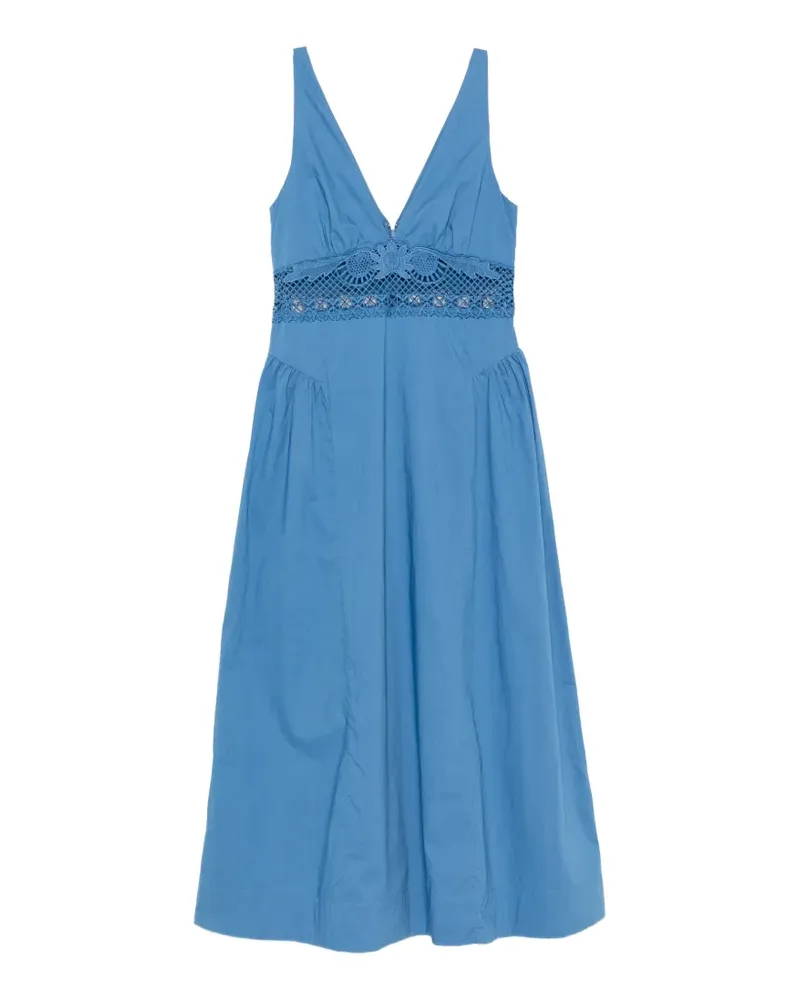 Posse Veda Midikleid mit Häkelbesatz - Blau Blau