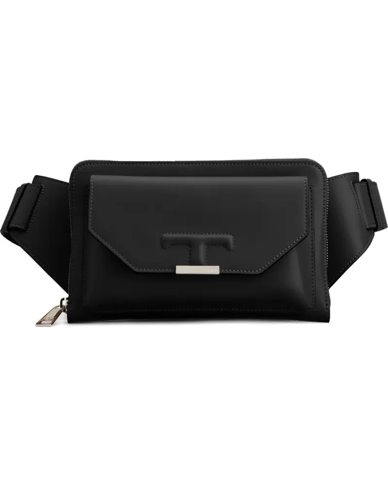 TOD'S Mini Gürteltasche mit T-Prägung - Schwarz Schwarz
