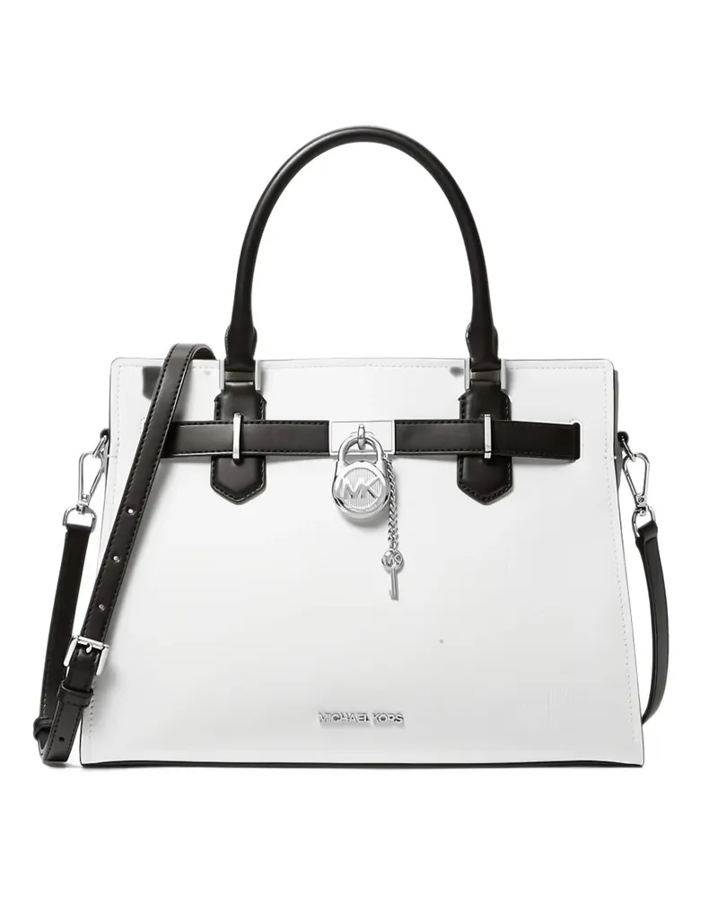 Michael Kors Hamilton padlock leather satchel - Weiß Weiß