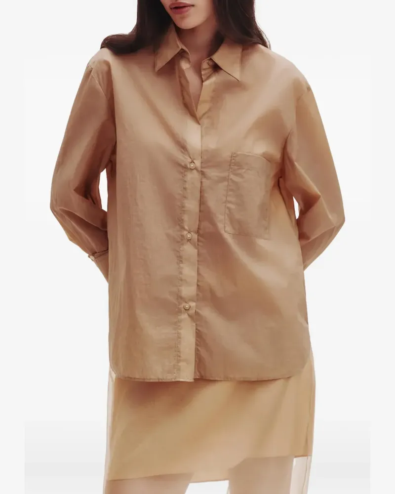TWP sheer button-up shirt - Nude Nude