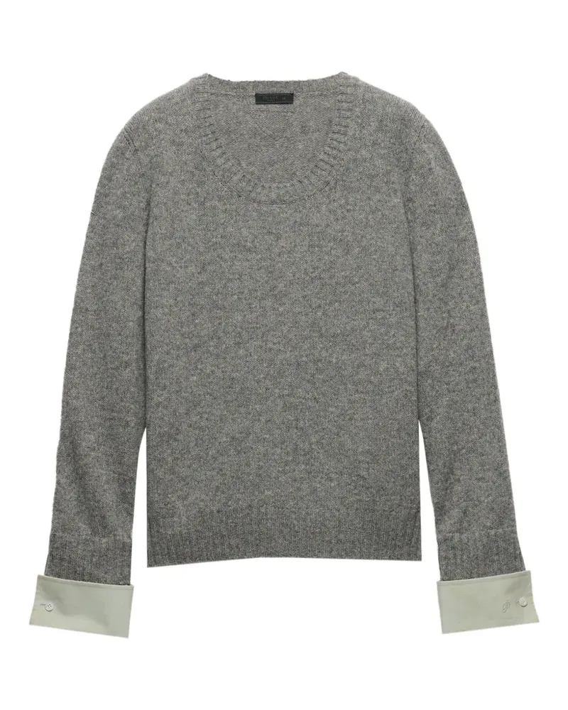 Prada Pullover mit U-Ausschnitt aus Wolle - Grau Grau