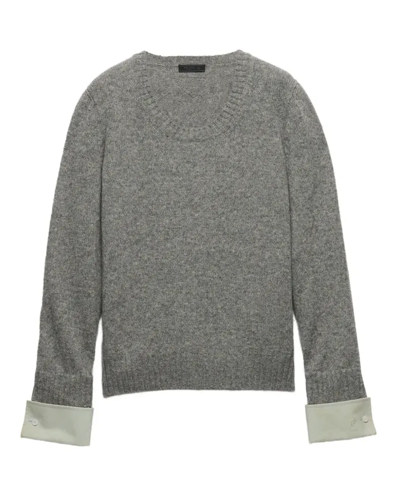 Prada Pullover mit U-Ausschnitt aus Wolle - Grau Grau