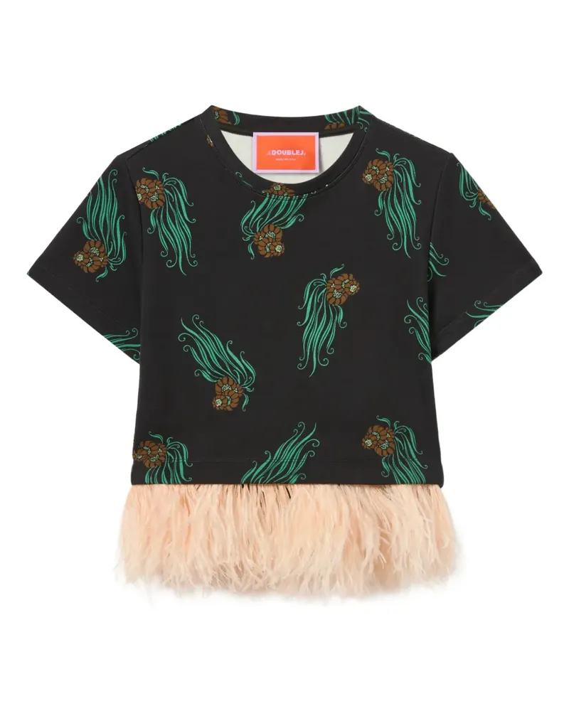 La DoubleJ La Scala T-Shirt mit Blumen - Schwarz Schwarz