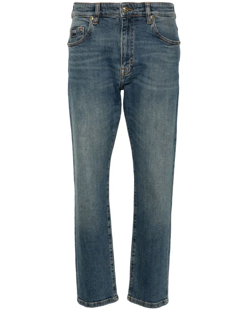 Versace Jeans Slim-Fit-Jeans mit Logo-Stickerei - Blau Blau