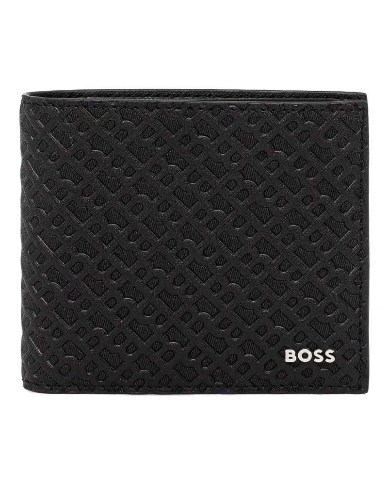 HUGO BOSS logo-emed wallet - Schwarz Schwarz