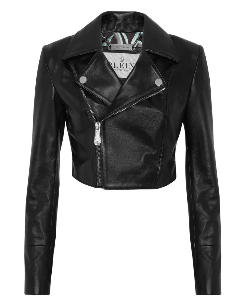 Philipp Plein Flame Racing Lederjacke - Schwarz Schwarz