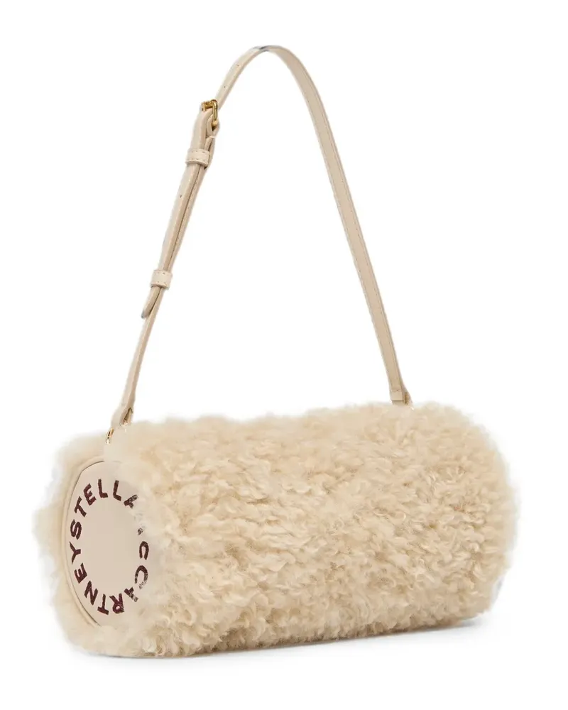 Stella McCartney Schultertasche aus Faux Shearling - Nude Nude