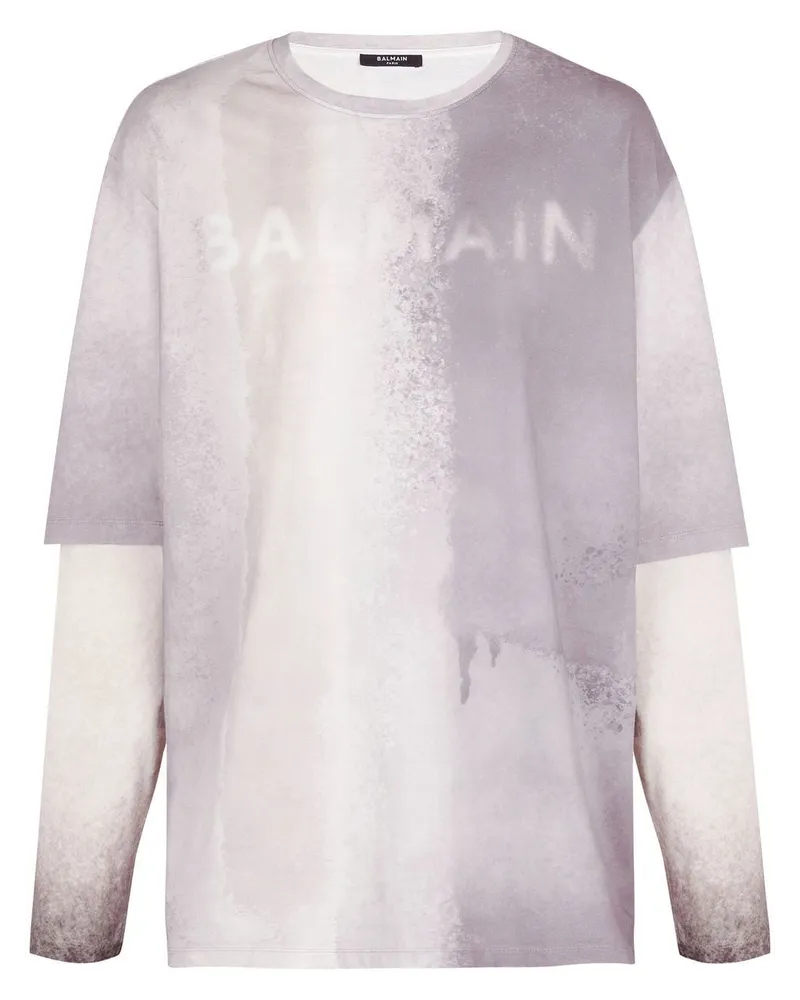 Balmain T-Shirt mit Logo-Print - Grau Grau