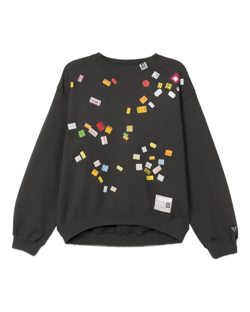 MIHARAYASUHIRO price tag sticker-printed sweater - Grau Grau