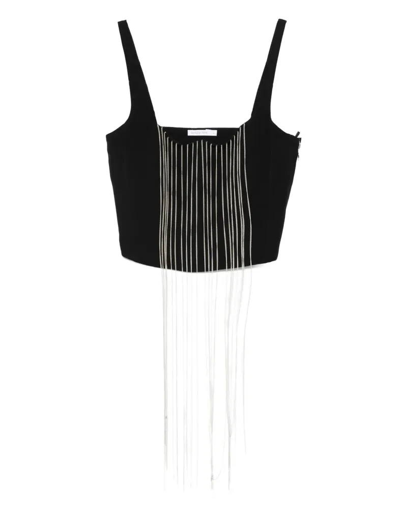 Patrizia Pepe Top mit Zierkette - Schwarz Schwarz