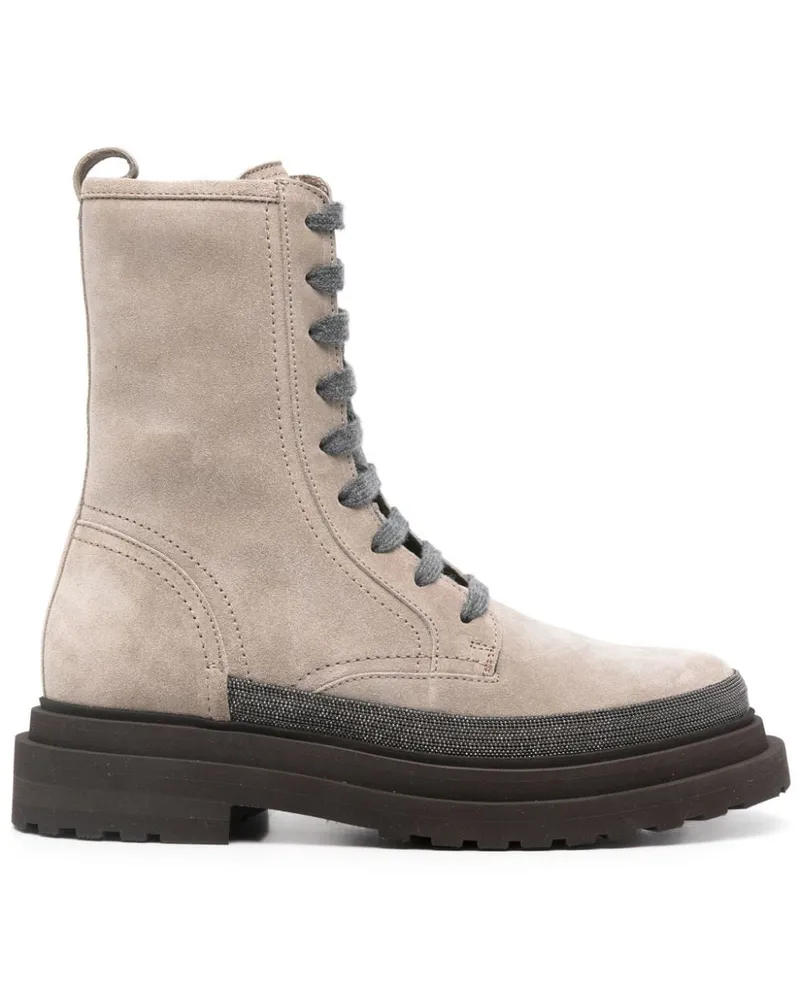 Brunello Cucinelli Stiefel aus Wildleder - Grau Grau