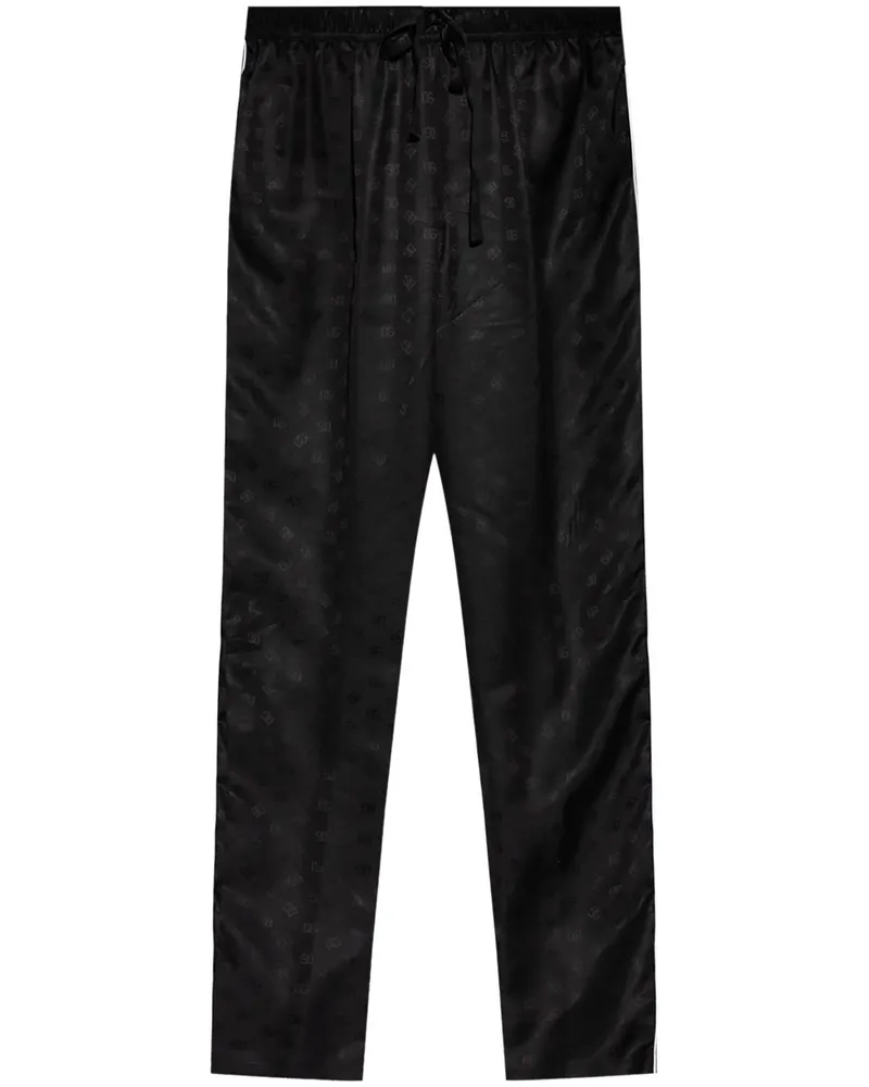 Dolce & Gabbana Jacquard-Hose mit DG-Logo - Schwarz Schwarz