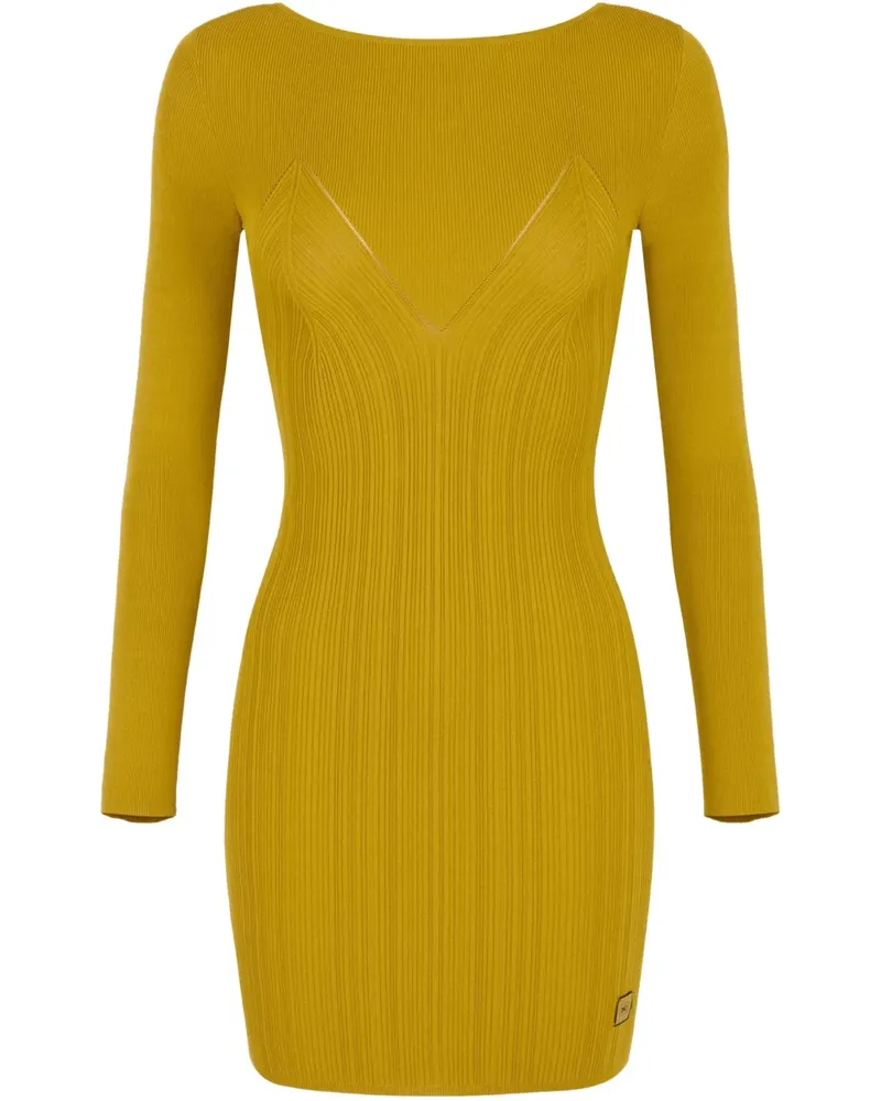 Elisabetta Franchi Überkreuztes Minikleid mit Spitzendetail - Gelb Gelb
