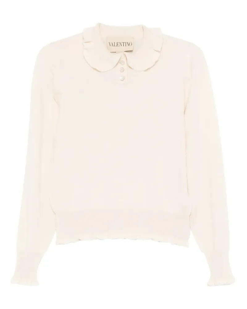 Valentino Garavani Poloshirt aus Kaschmir mit Rüschenkragen - Nude Nude