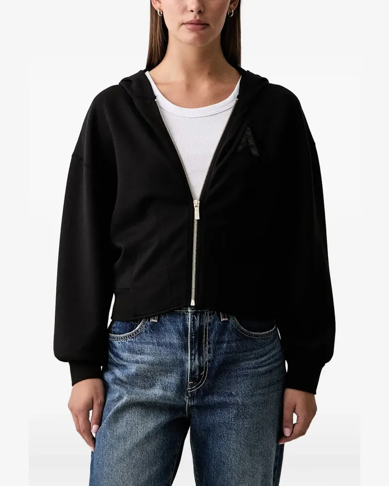 Armani Exchange sequin-embellished logo hoodie - Schwarz Schwarz
