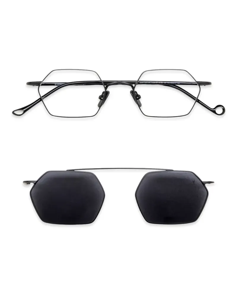 Eyepetizer Copper + Clip-On Brille mit geometrischem Gestell - Schwarz Schwarz