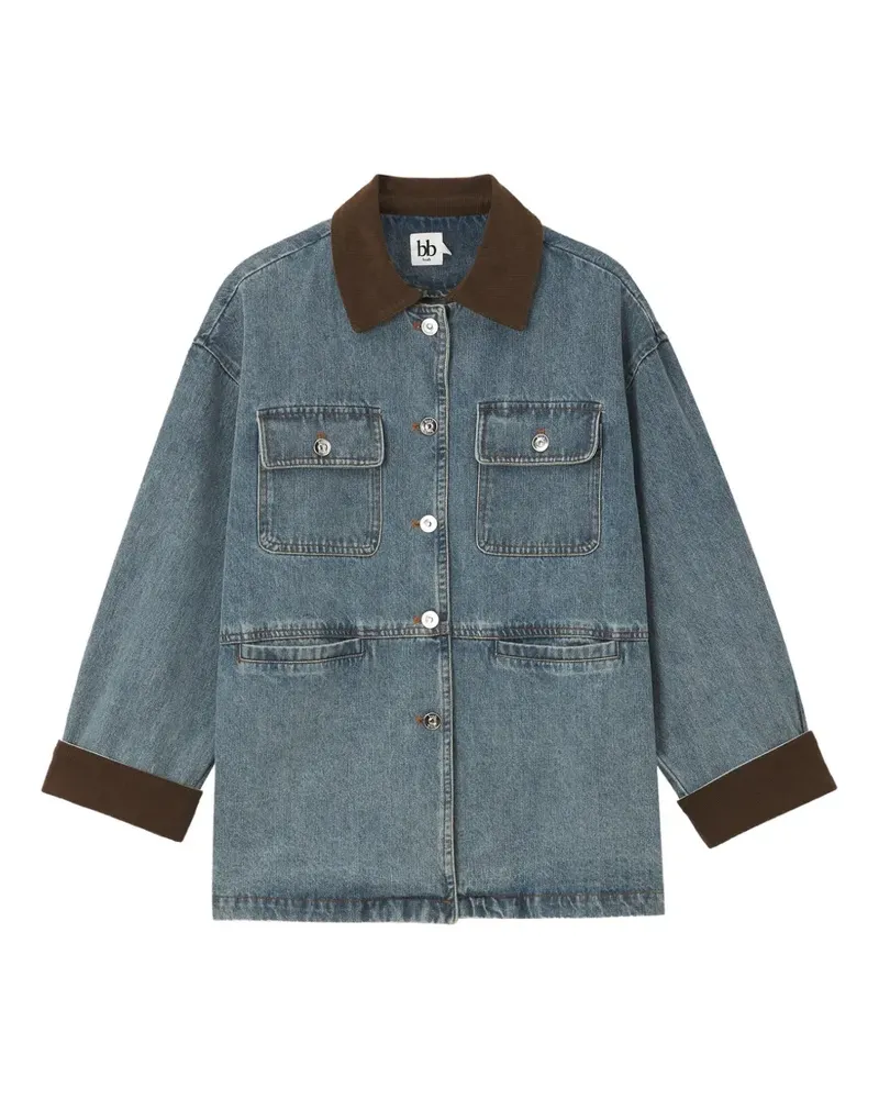b+ab Jeansjacke mit Cordbesatz - Blau Blau