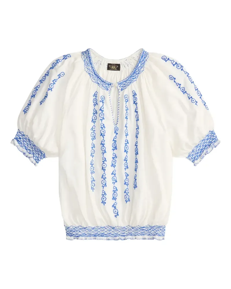 Ralph Lauren Bluse mit Blumenstickerei - Weiß Weiß