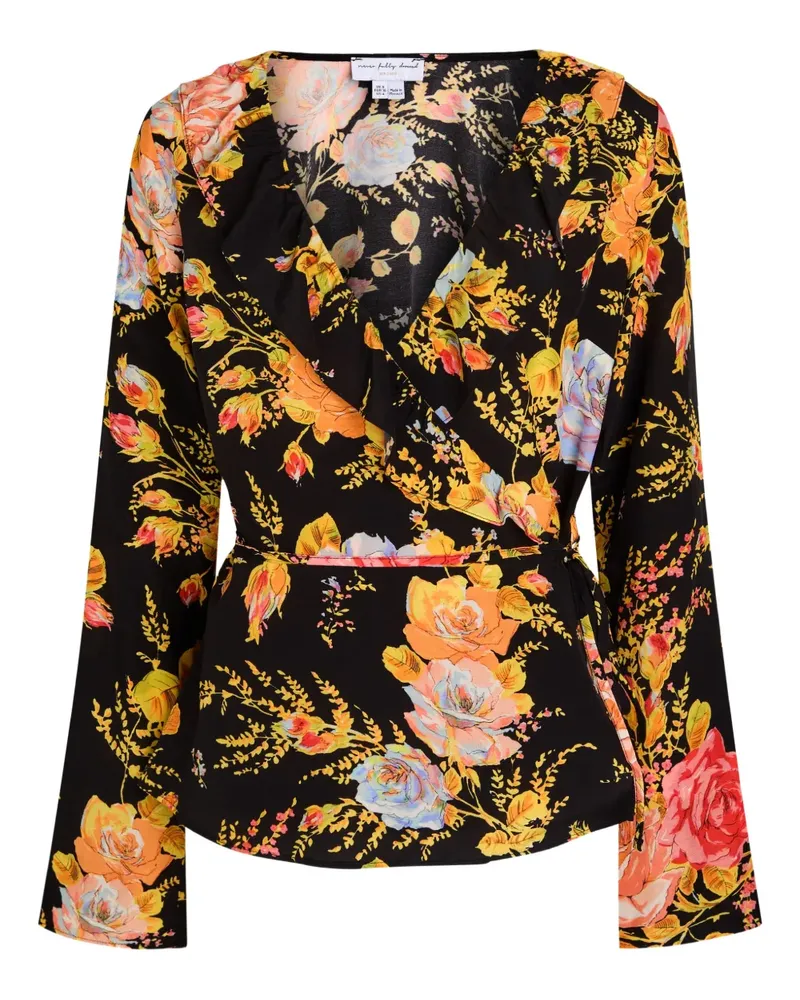 Never Fully Dressed floral ruffled wrap top - Schwarz Schwarz