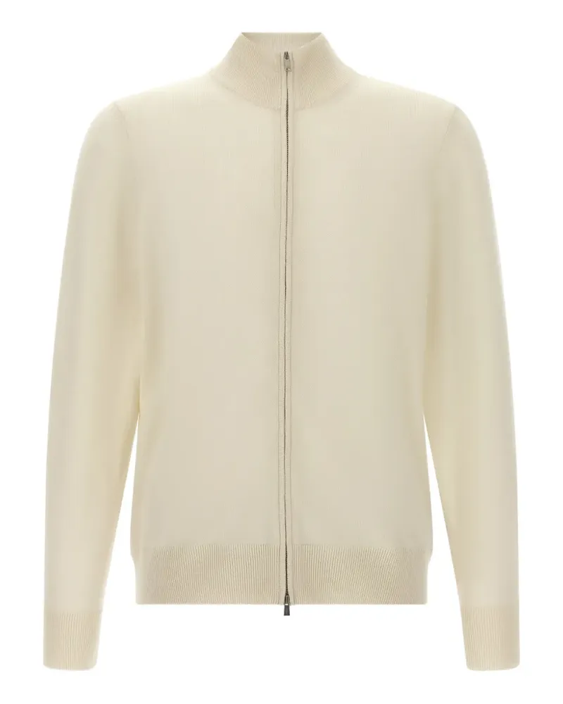 HUGO BOSS H-Balonso zip-up virgin-wool cardigan - Nude Nude