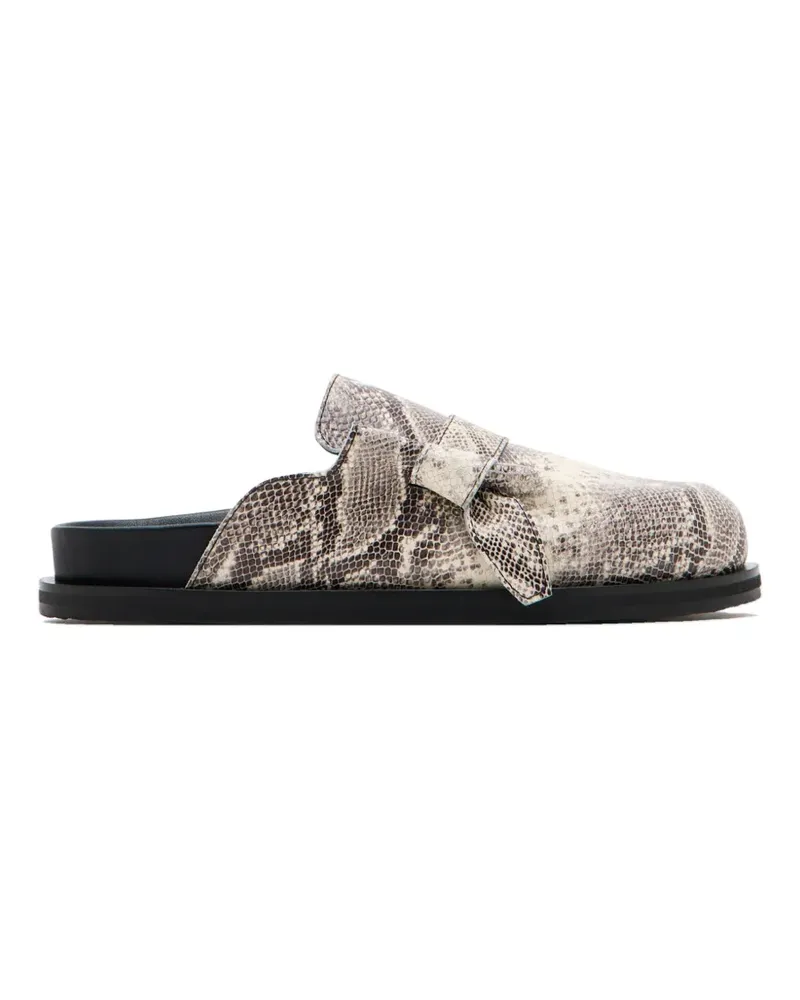 YUZEFI Flache Mules mit Schlangenprint - Nude Nude