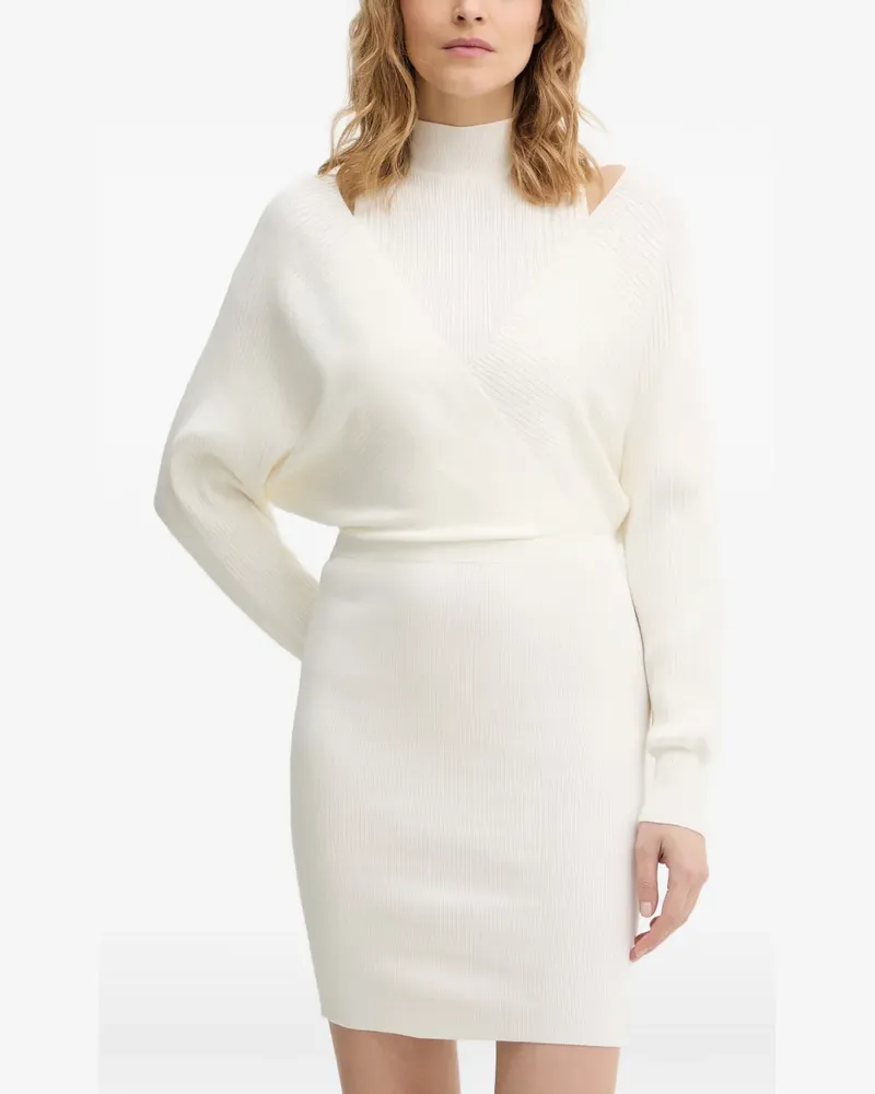 Guess Geripptes Strickkleid mit Cut-Outs - Weiß Weiß