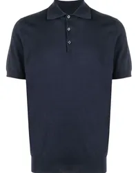 Brunello Cucinelli Fein gestricktes Poloshirt Blau