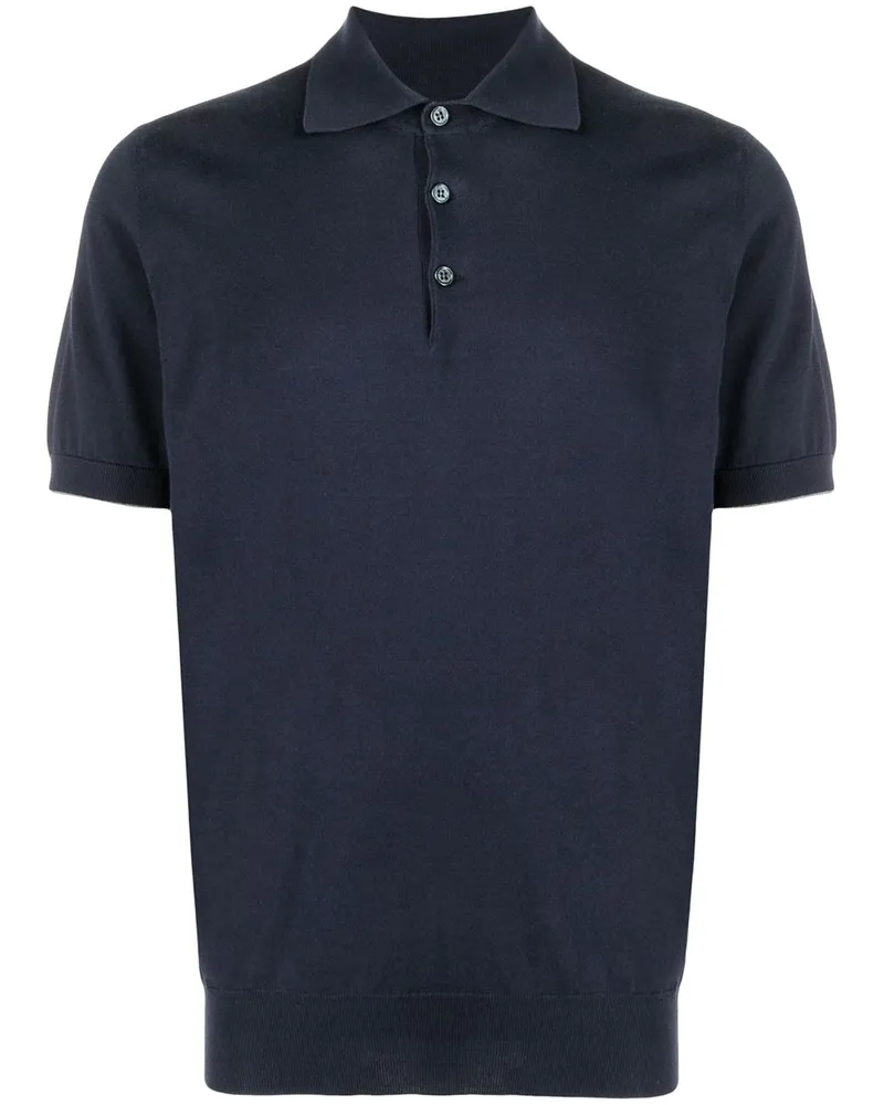Brunello Cucinelli Fein gestricktes Poloshirt - Blau Blau