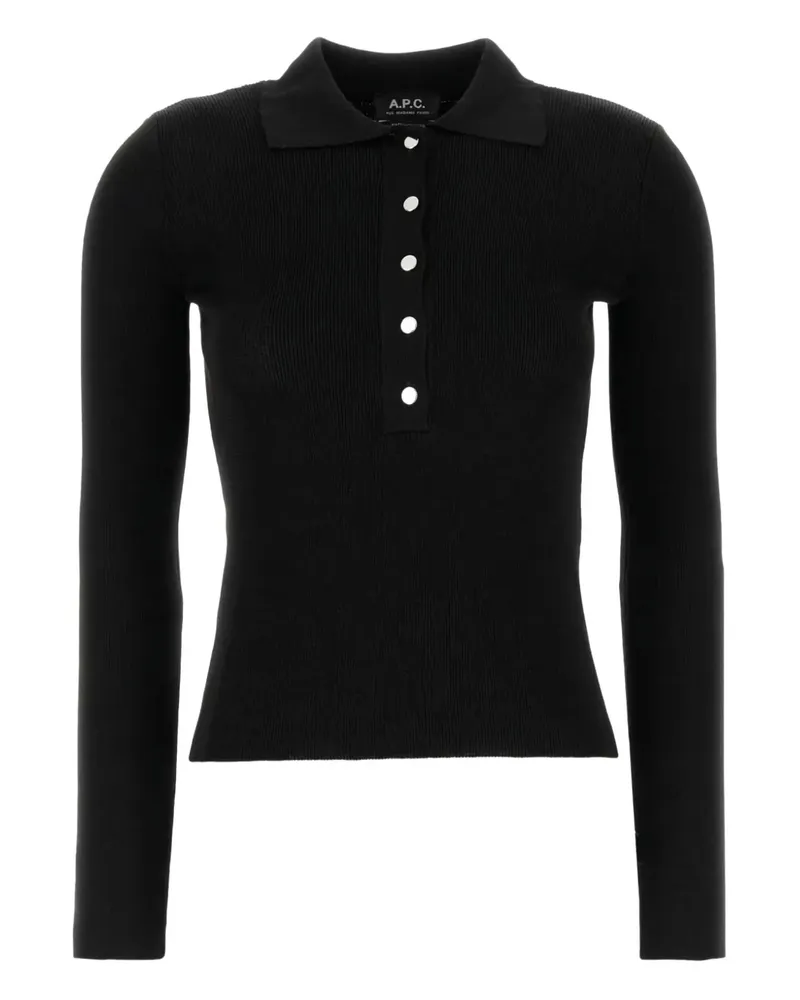 A.P.C. Poloshirt aus geripptem Strick - Schwarz Schwarz