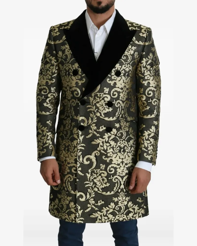 Dolce & Gabbana Sicilia baroque-pattern brocade coat - Schwarz Schwarz