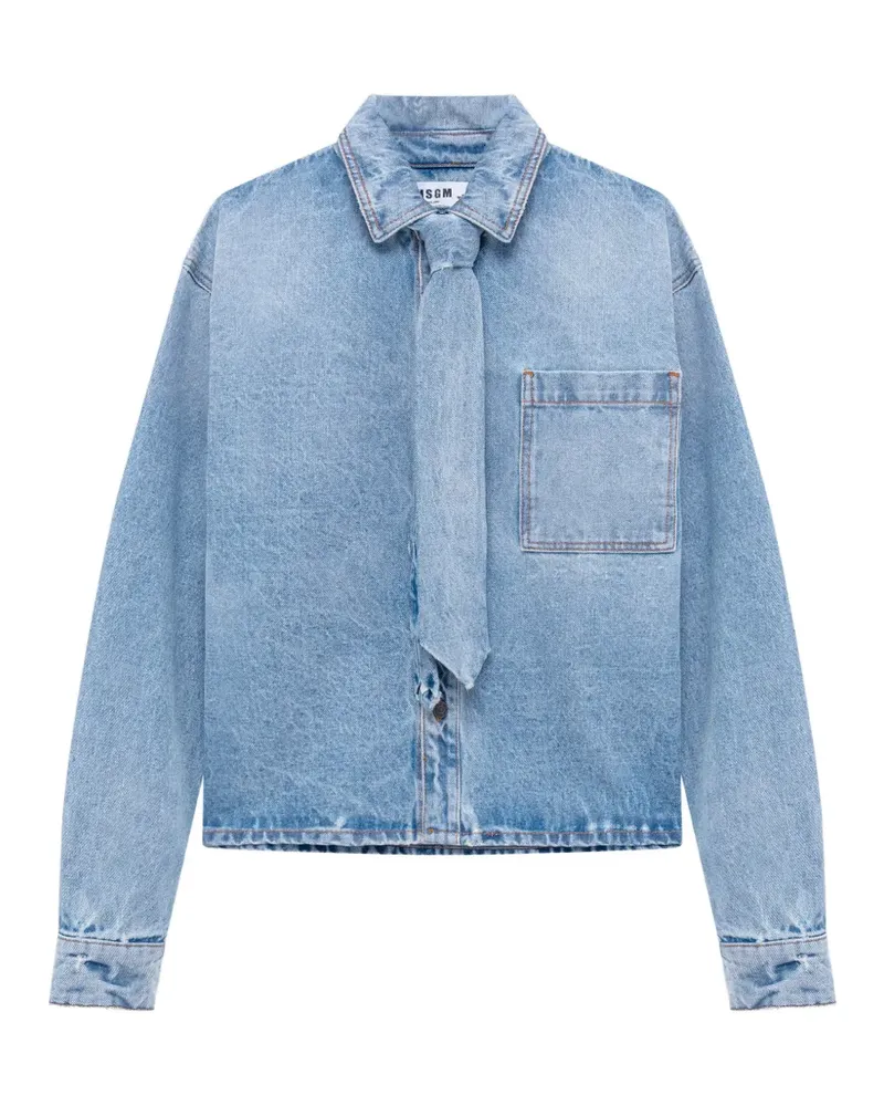 MSGM Jeanshemd mit Schleifenverschluss - Blau Blau