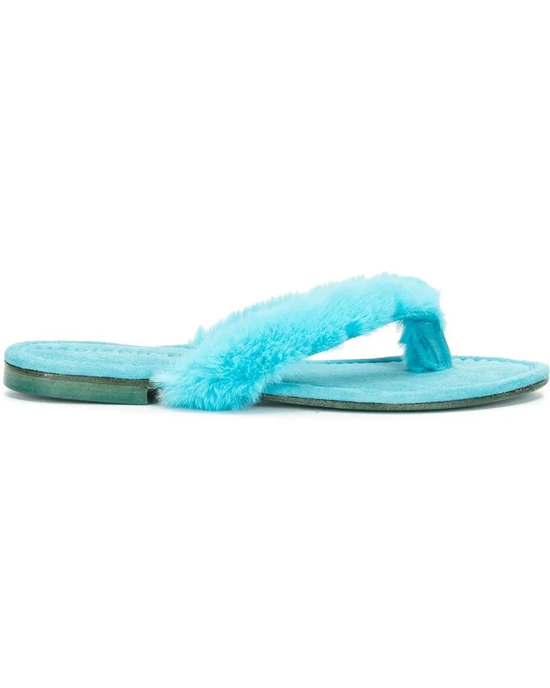 MADISON.MAISON Ivanka Flip-Flops mit Faux Fur Blau