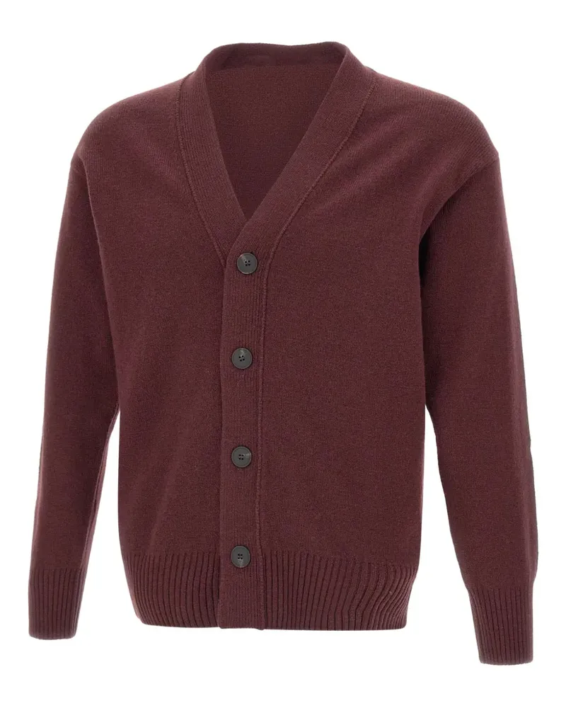 Gran Sasso Gerippter Cardigan mit V-Ausschnitt - Rot Rot