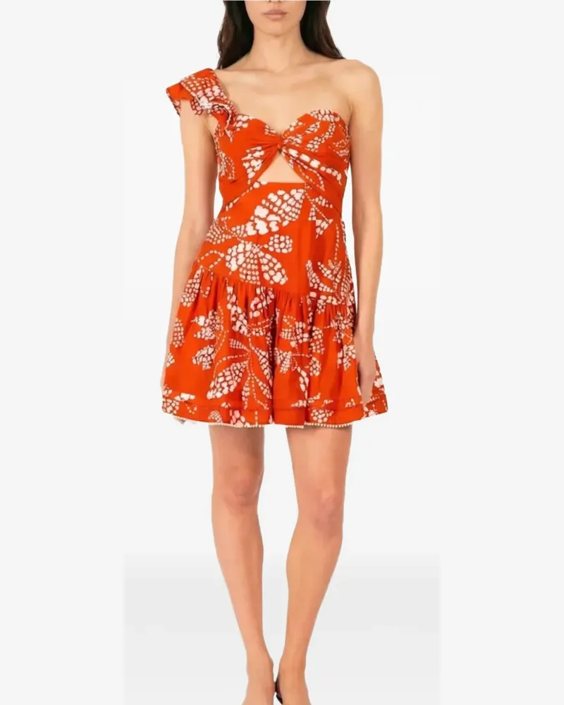 Poupette St Barth Einschultriges Kleid mit Rüschen - Orange Orange