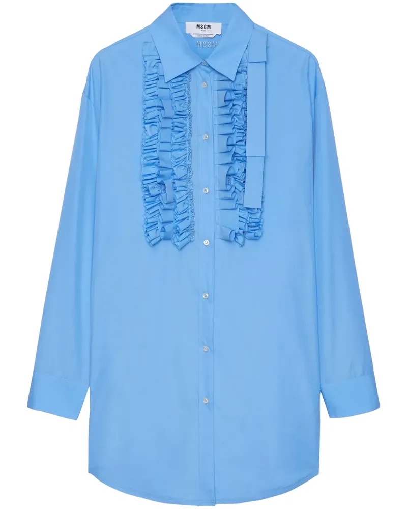 MSGM Gerüschtes Popeline-Kleid - Blau Blau