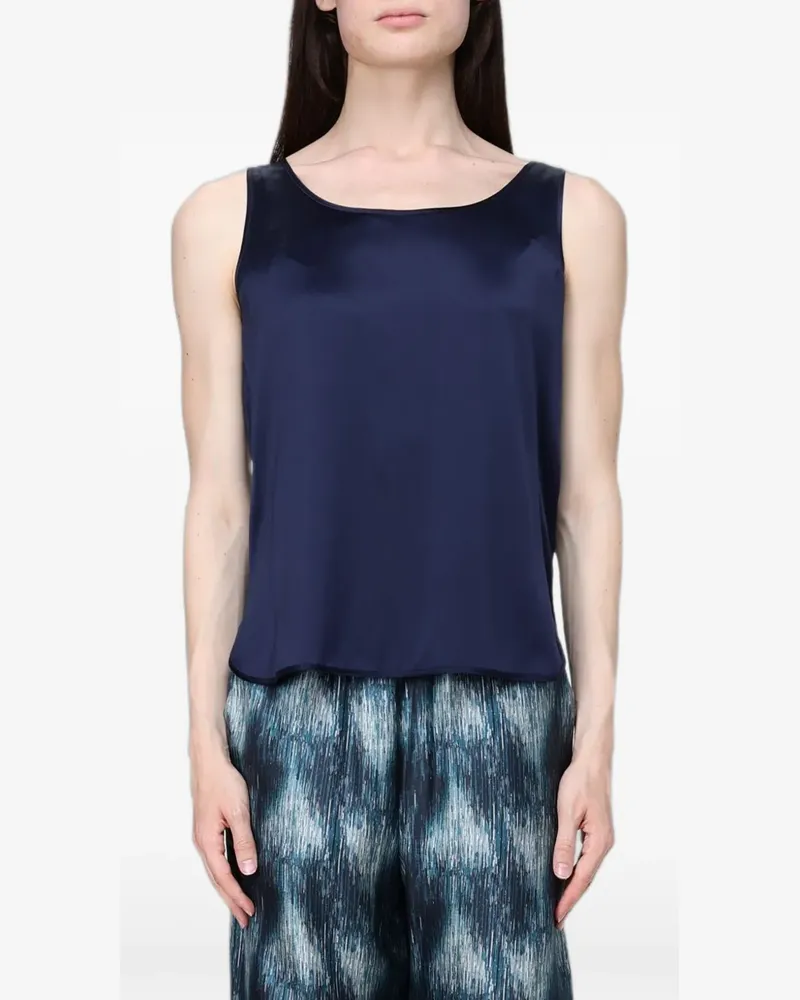 Max Mara Top mit Satinärmeln - Blau Blau