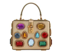 Box-Tote Bag mit Schmucksteinen - Gold