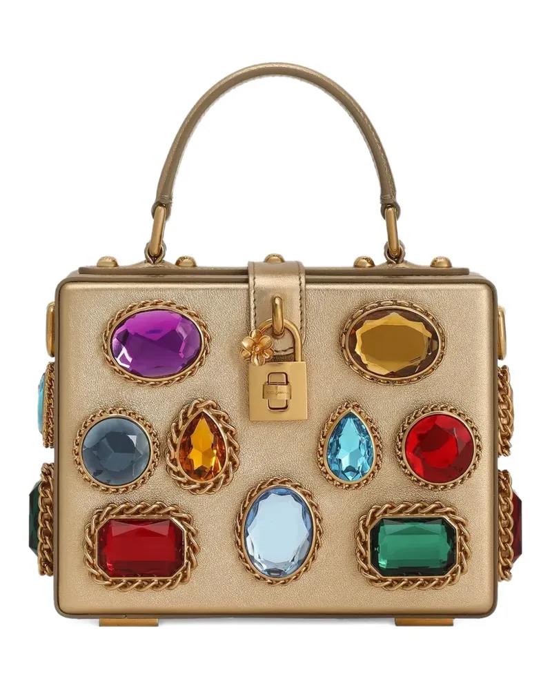 Dolce & Gabbana Box-Tote Bag mit Schmucksteinen - Gold Gold