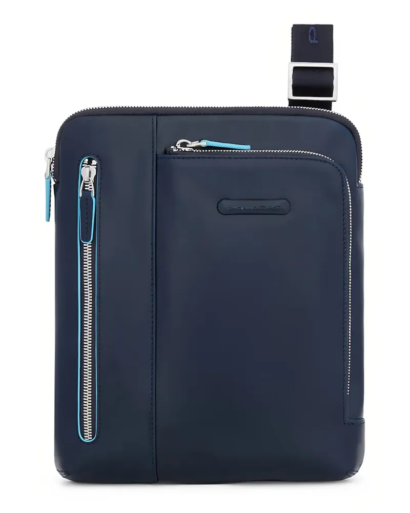 Piquadro Kuriertasche mit Logo-Schild - Blau Blau