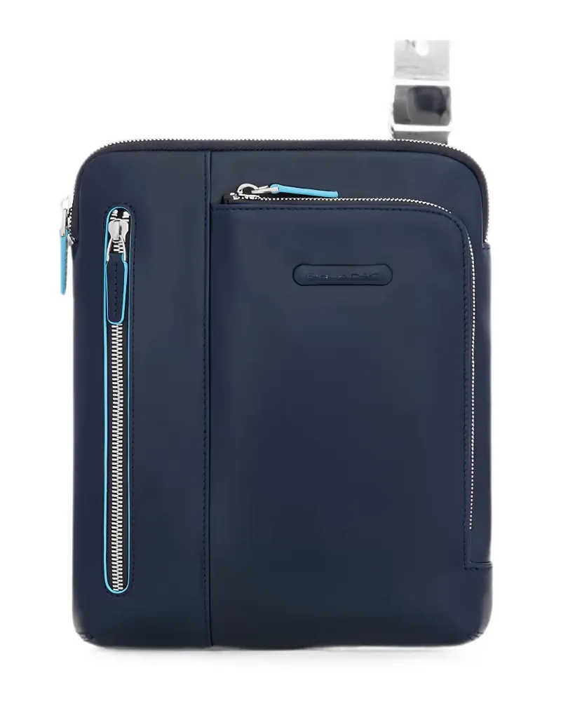 Piquadro logo-plaque zip-fastening messenger bag - Blau Blau