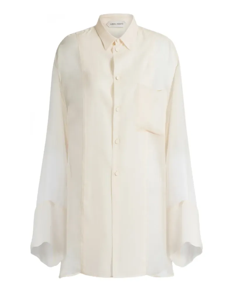 Alberta Ferretti Semi-transparentes Hemd mit Tasche - Nude Nude