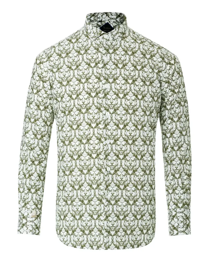 Billionaire Hemd mit Löwen-Print - Weiß Weiß