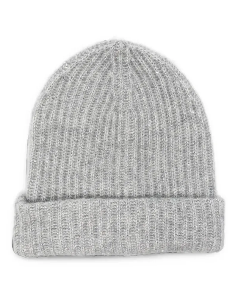 Roberto Collina ribbed-knit sequin-embellished beanie hat - Grau Grau